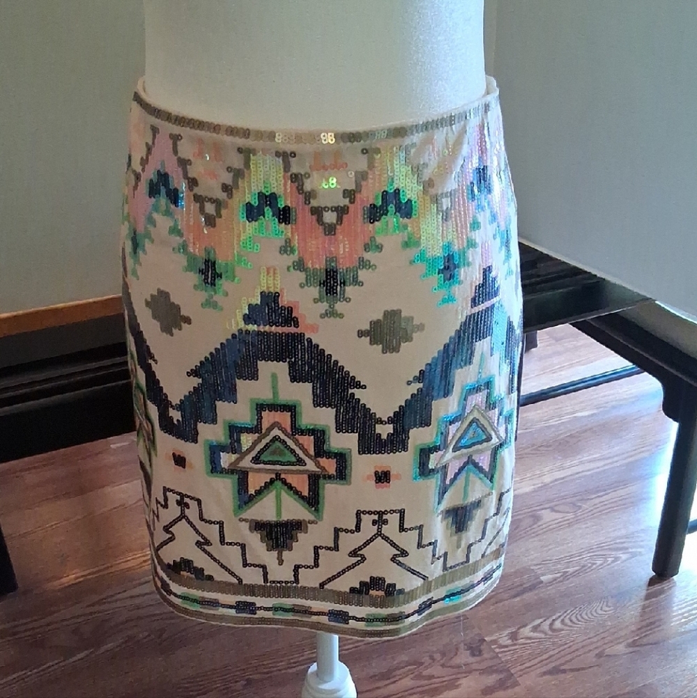 Express Geometric Sequin Midi Skirt